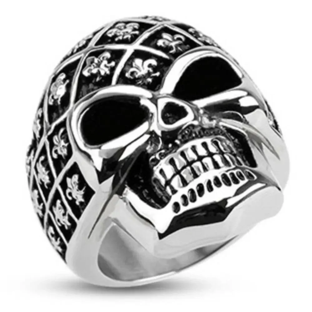 New stainless steel skull biker ring size 10